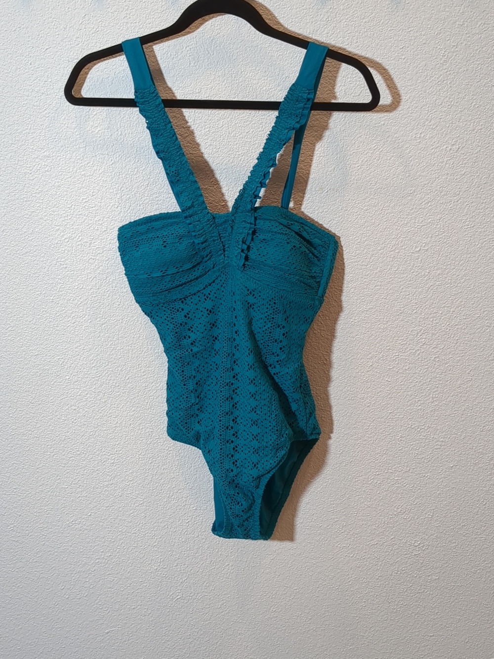 Becca By Rebecca Virtue Turquoise One Piece Swimsuit - Crochet Look